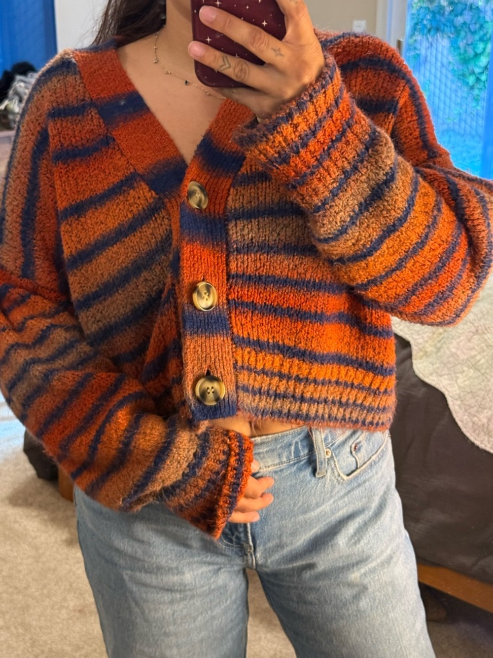 Urban Outfitters Striped Fuzzy Knit 🍂